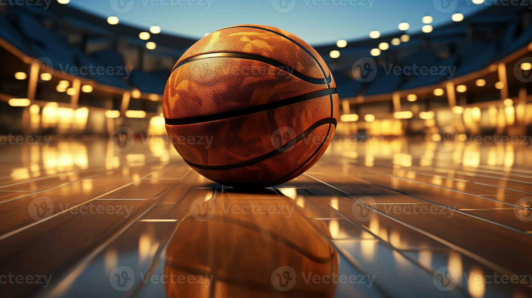 un baloncesto pelotas momento a el arena. generativo ai foto