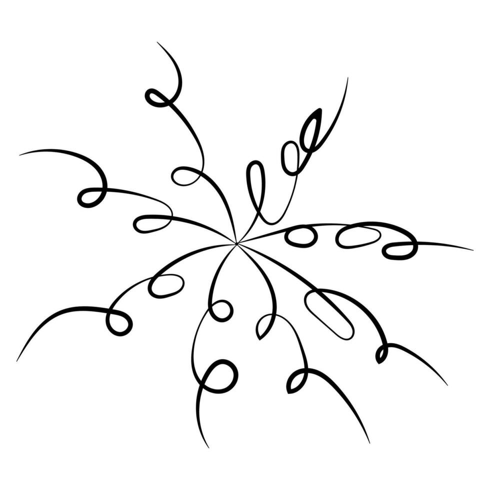 Abstract silhouette of thin curl in circle element for decoration vector