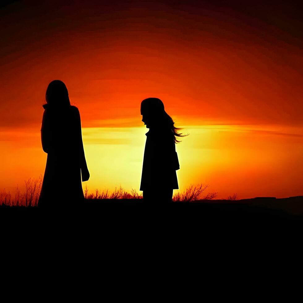 Friendship under sunset scenery photo