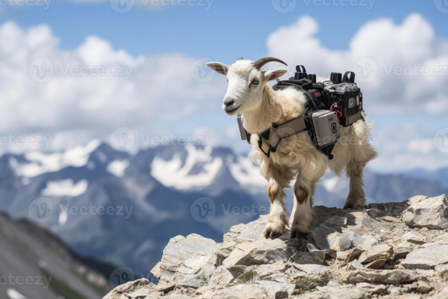 Robotic goat drones assisting in mountain rescue missions with precision photo