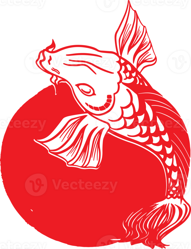 The Japanese fish carp or koi drawing style png