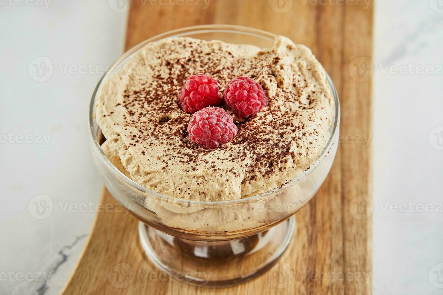 Chocolate cream with whiskey and coffee flavor, with whiskey and coffee whipped cream photo