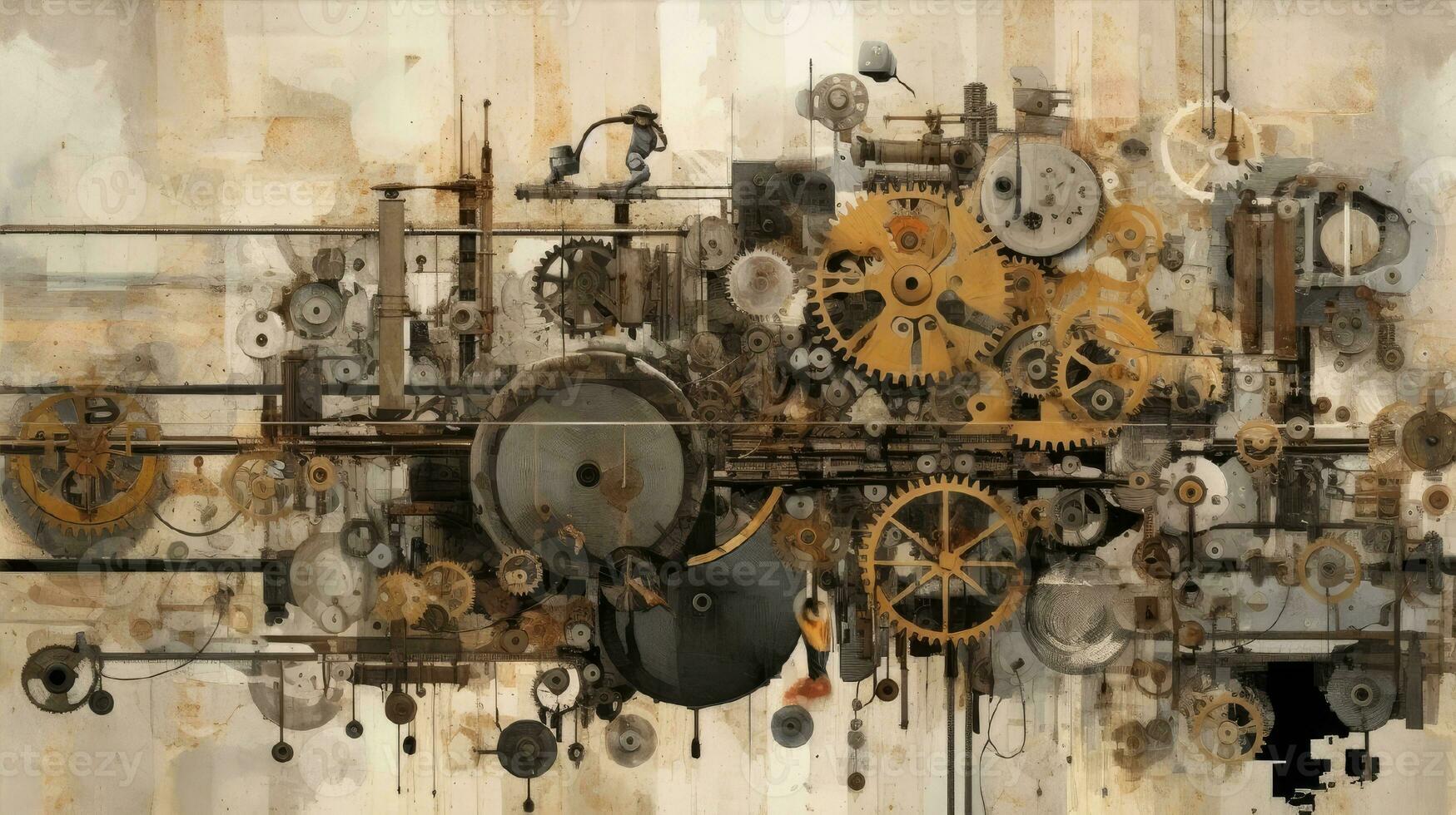 Abstract photography in steampunk style, with gears and other gadgets photo