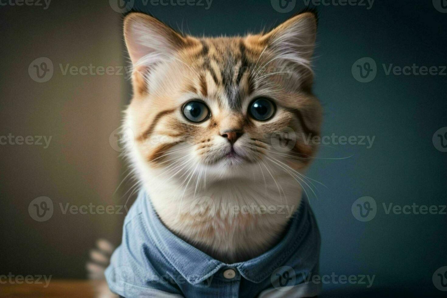 That cute cat wearing shirt. AI Generative Pro Photo