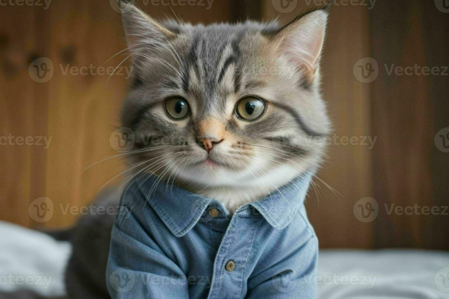 That cute cat wearing shirt. AI Generative Pro Photo