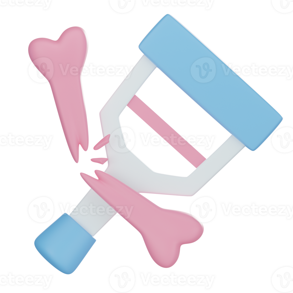 Crutch and Broken bones 3D illustration png