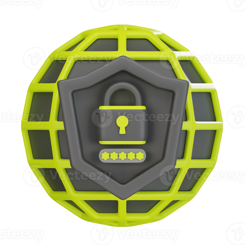 Internet Protection Password 3D Illustration png