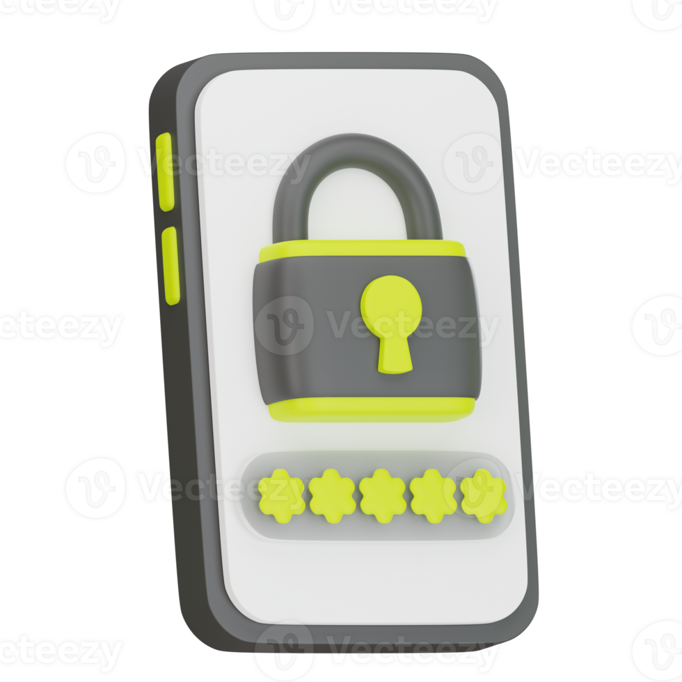 Phone password Code 3D Illustration png