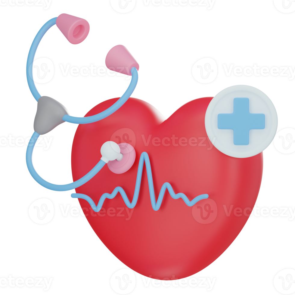 Stethoscope Hearing Heart Rates 3D illustration png