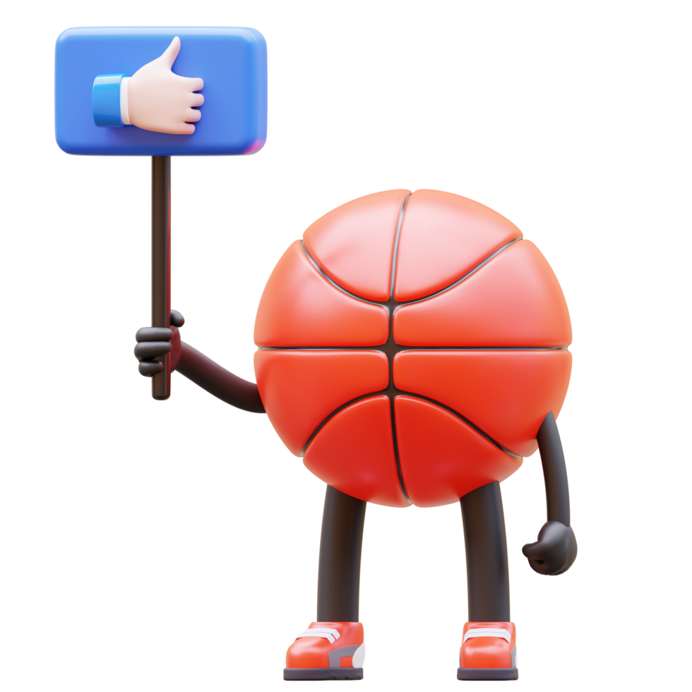 3D Basketball Character Holding Like Sign png