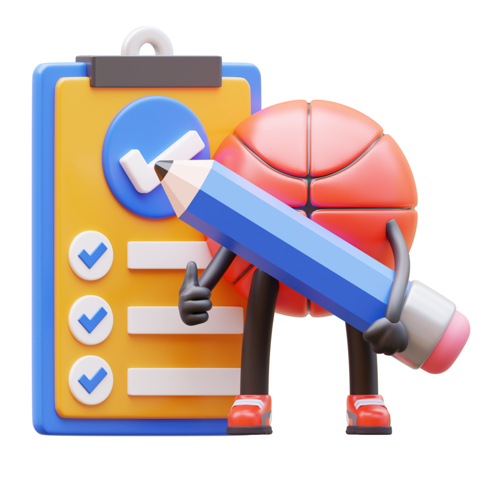 3D Basketball Character Write Job List png