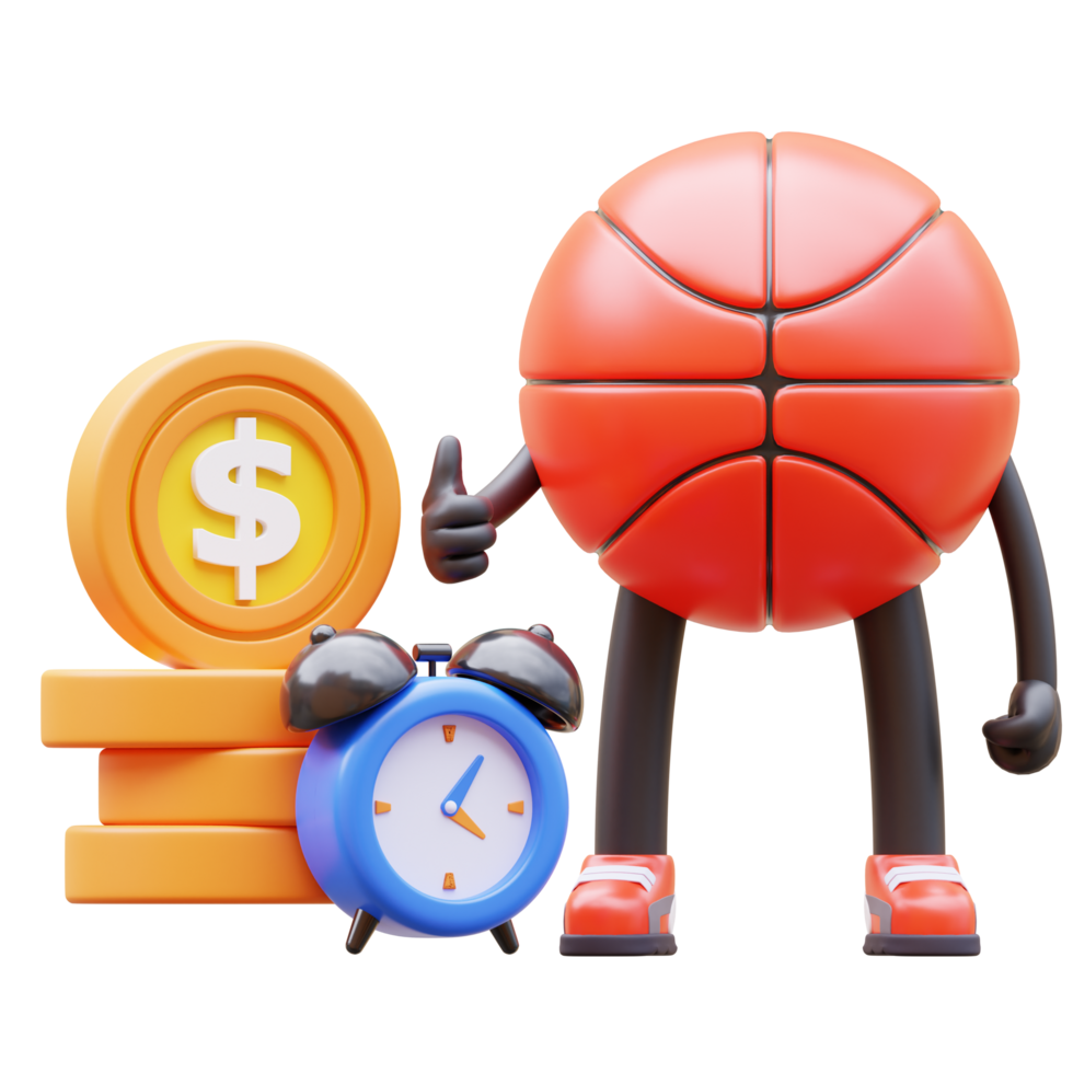 3D Basketball Character Time is Money png