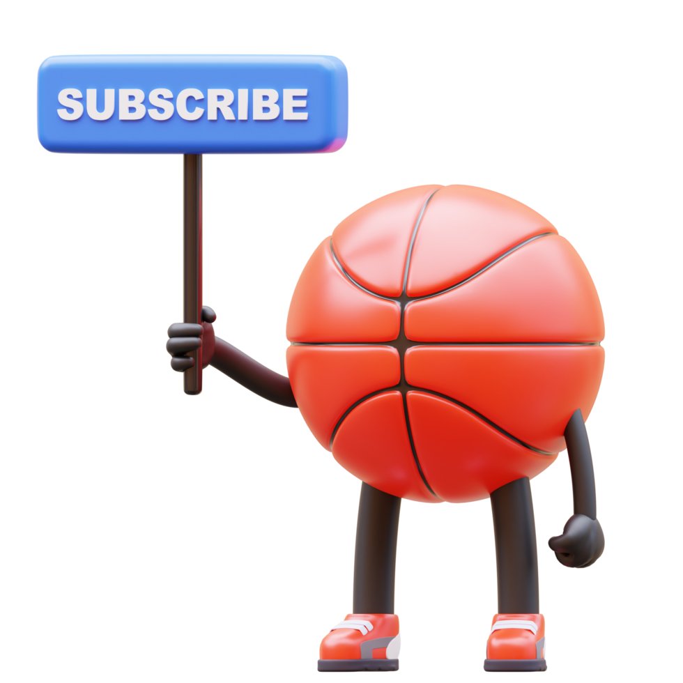 3d Basketball Charakter halten abonnieren Zeichen png