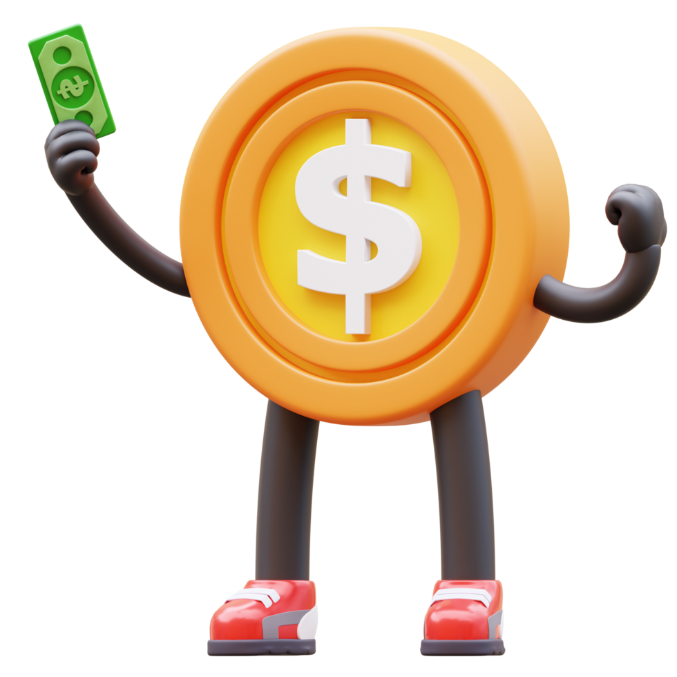 3D Money Coin Character Get Money png