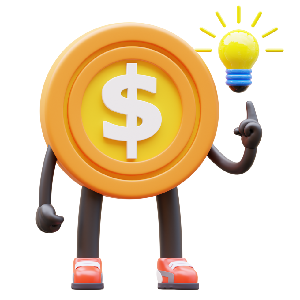 3D Money Coin Character Get Idea png