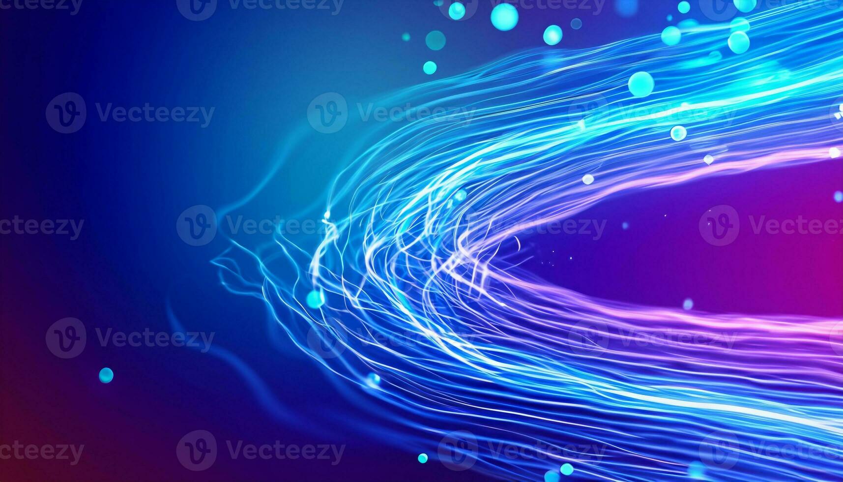 Abstract futuristic background with pink blue neon lines glowing in ultraviolet light, and bokeh lights. Generative ai photo