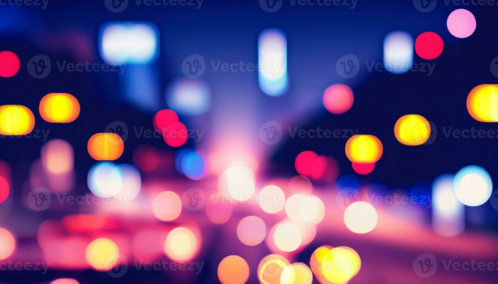 Abstract circular boken nigth background. Lens blured boke effect. Generative ai photo
