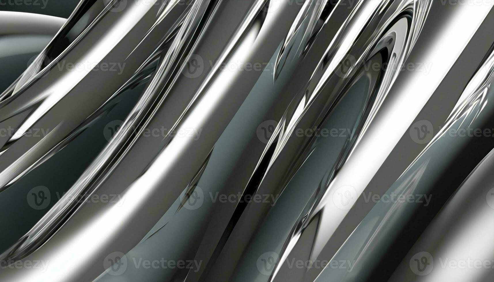 Abstract silver gradient background. Flow chrome liquid metal waves. Generative ai photo