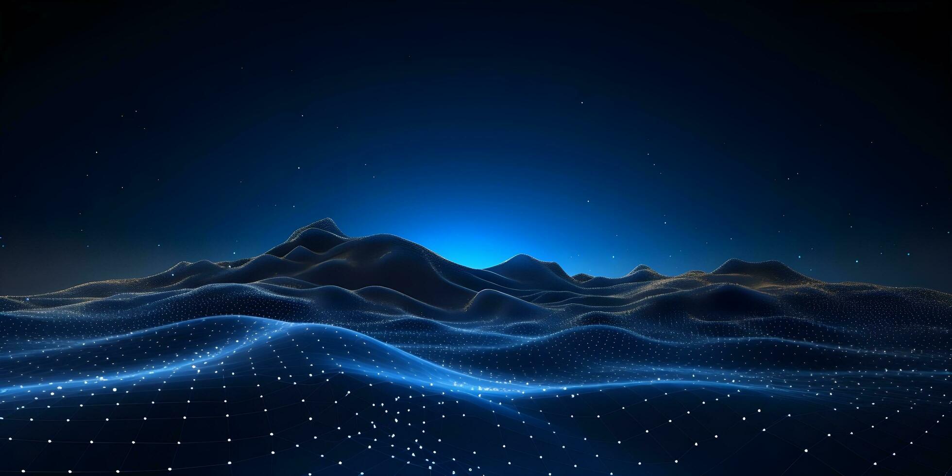 abstract background of waves and mountains.Data technology futuristic illustration.generative ai photo