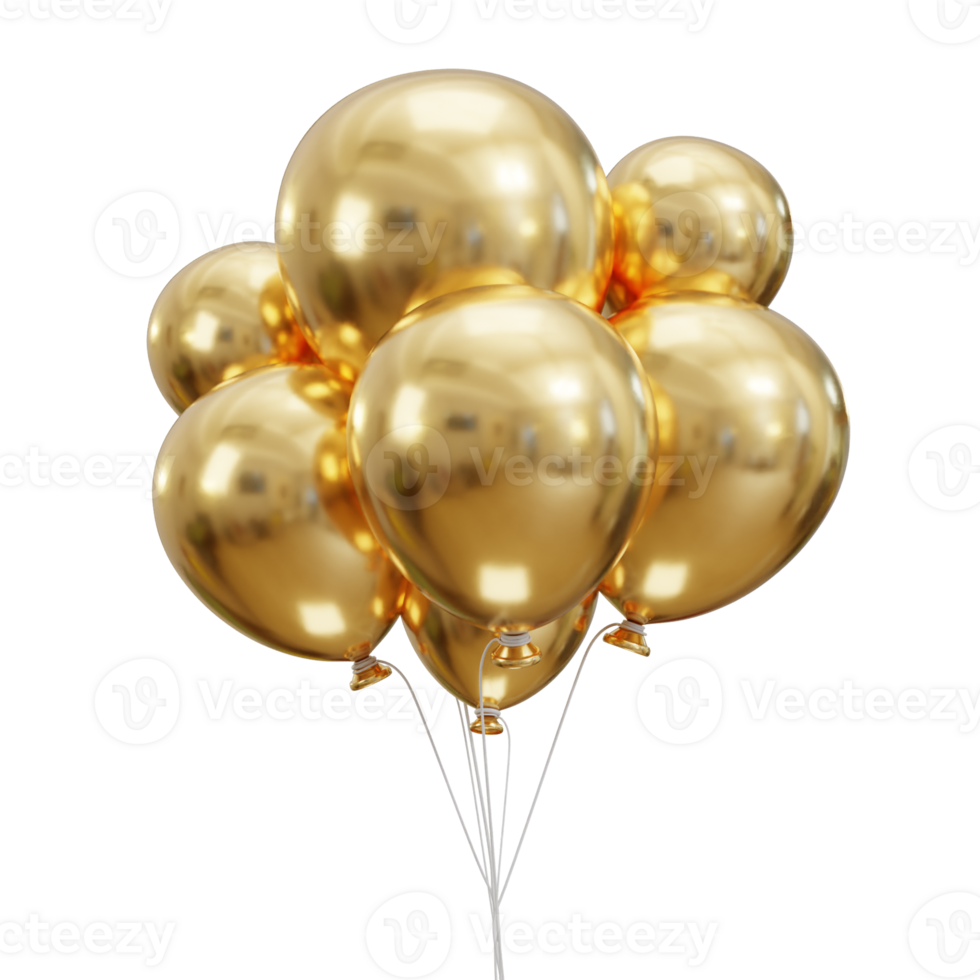 3d golden balloon icon illustration png