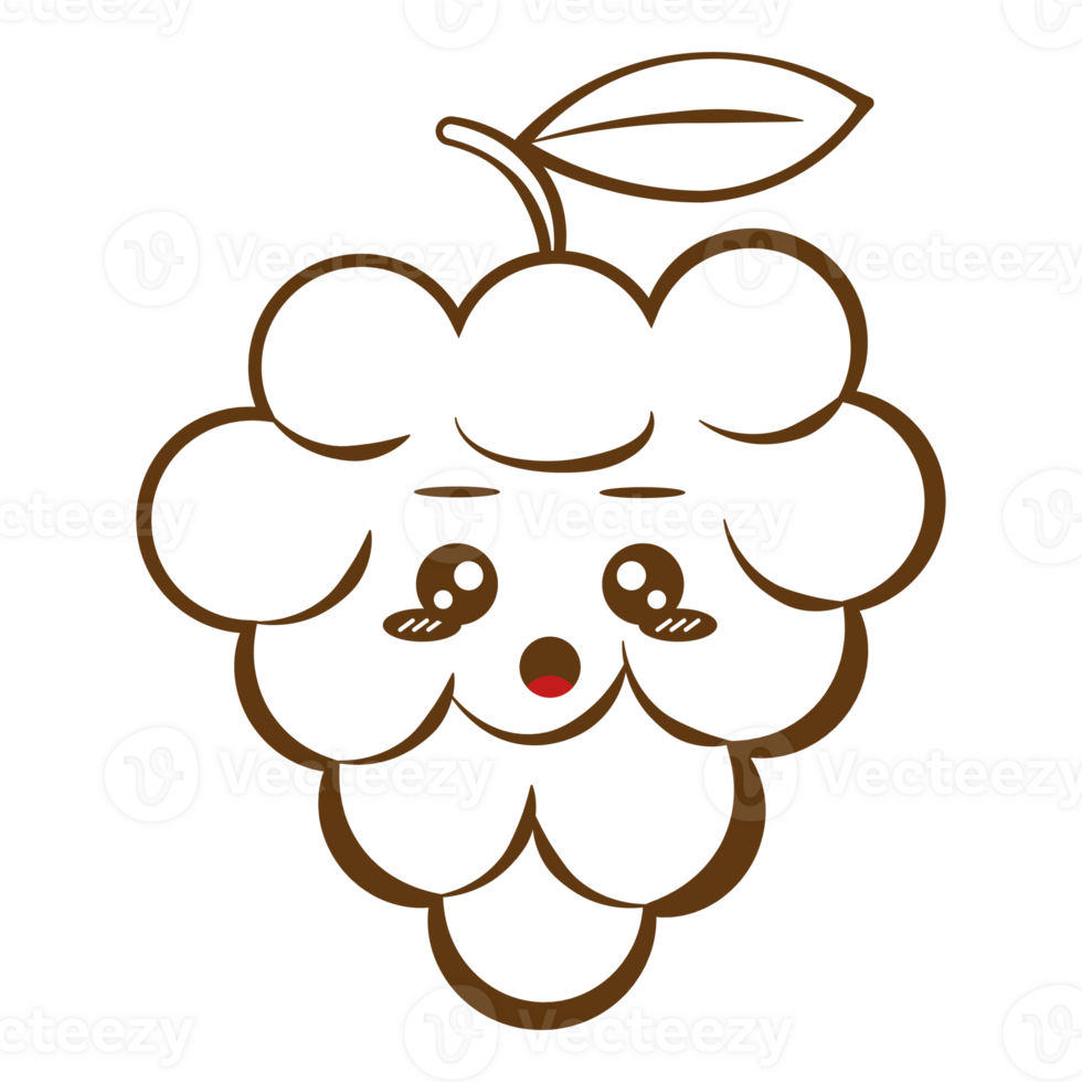 Surprised Face Grapes Set Face Vegetable Line Style png