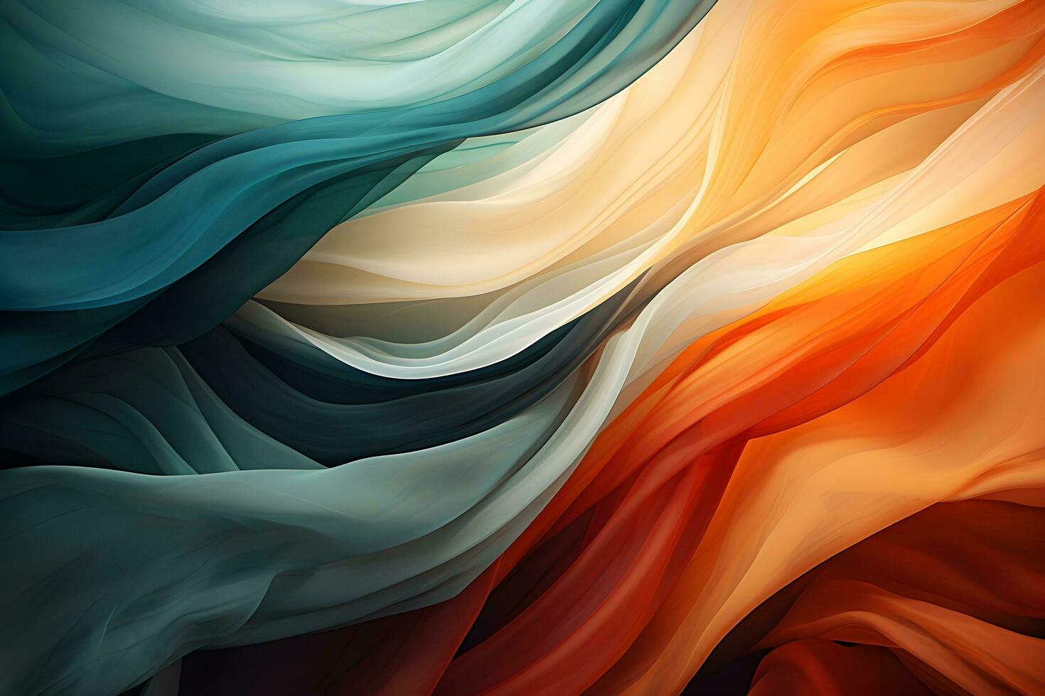 Organic abstract panorama wallpaper background, the wavy curve of an abstract fabric. generative ai photo