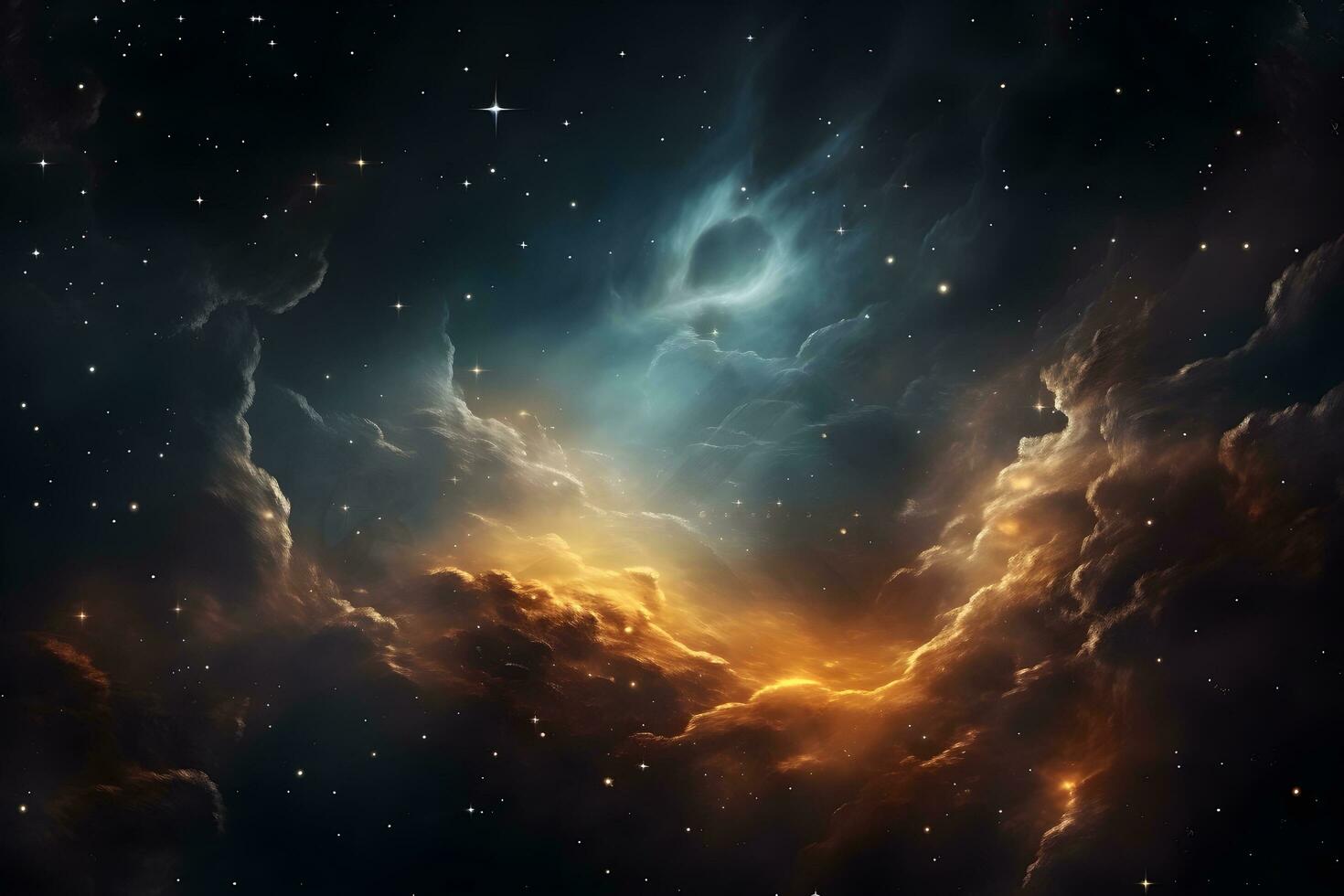 Colorful space galaxy cloud nebula. Stary night cosmos. Universe science astronomy. Supernova background wallpaper. generative ai photo