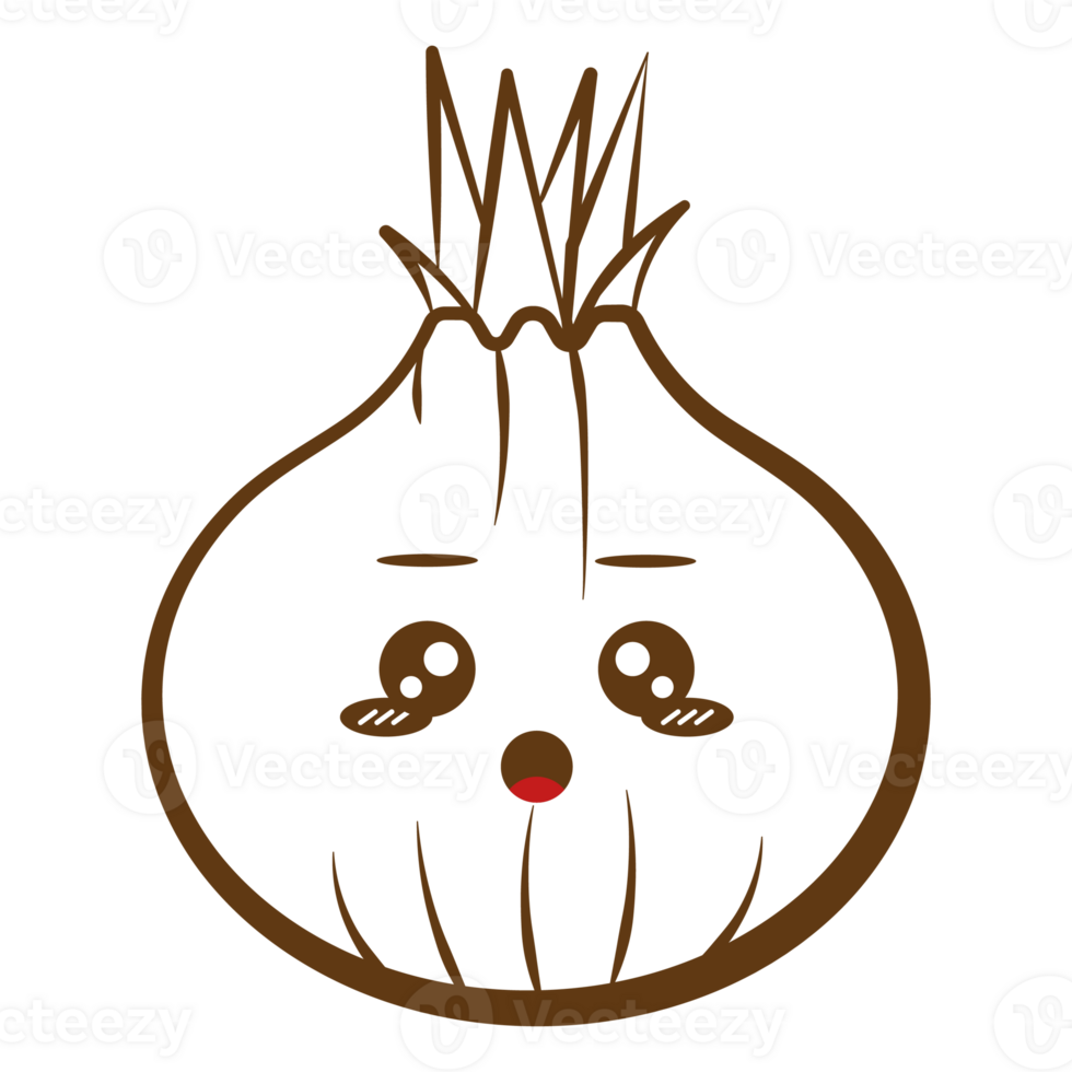 Surprised Face Onion Set Face Vegetable Line Style png
