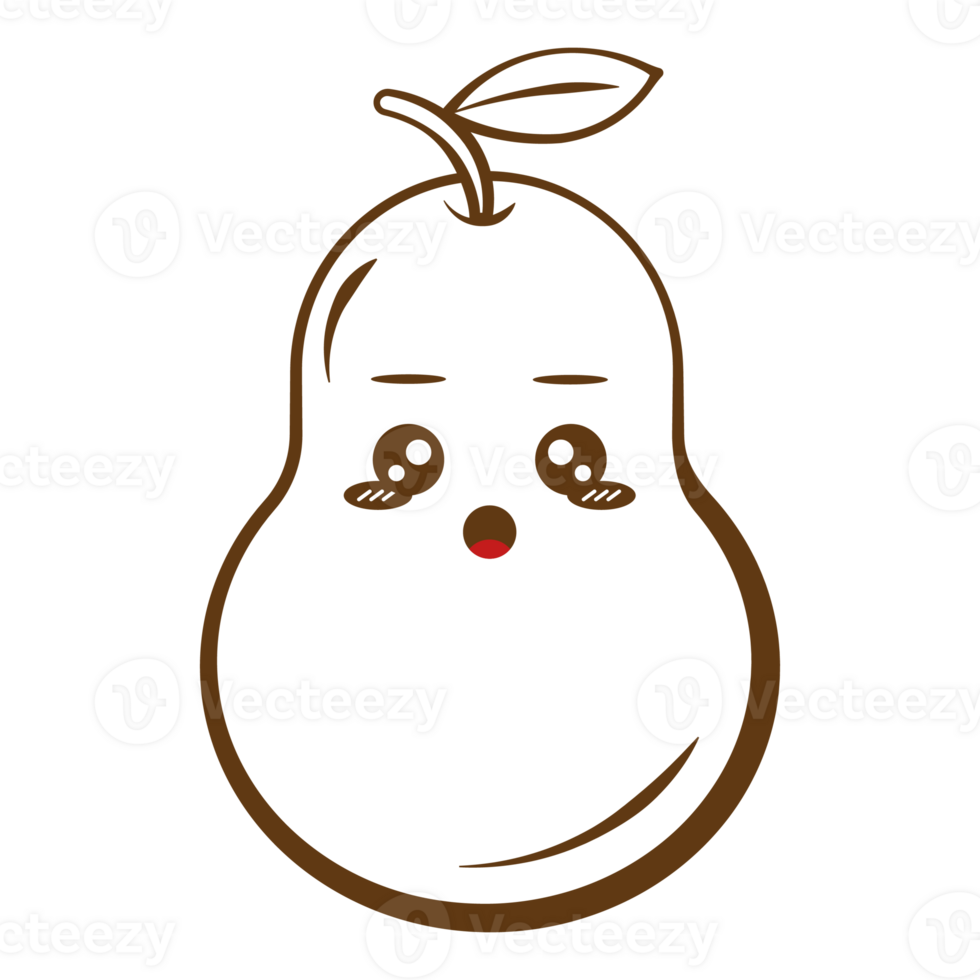 Surprised Face Pear Set Face Vegetable Line Style png