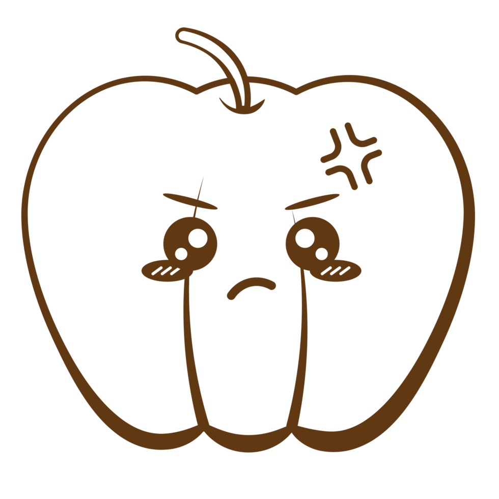 Angry Face Peppers Set Face Vegetable Line Style png