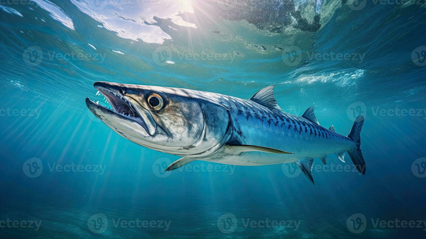 Portrait barracuda fish in the sea AI Generative photo