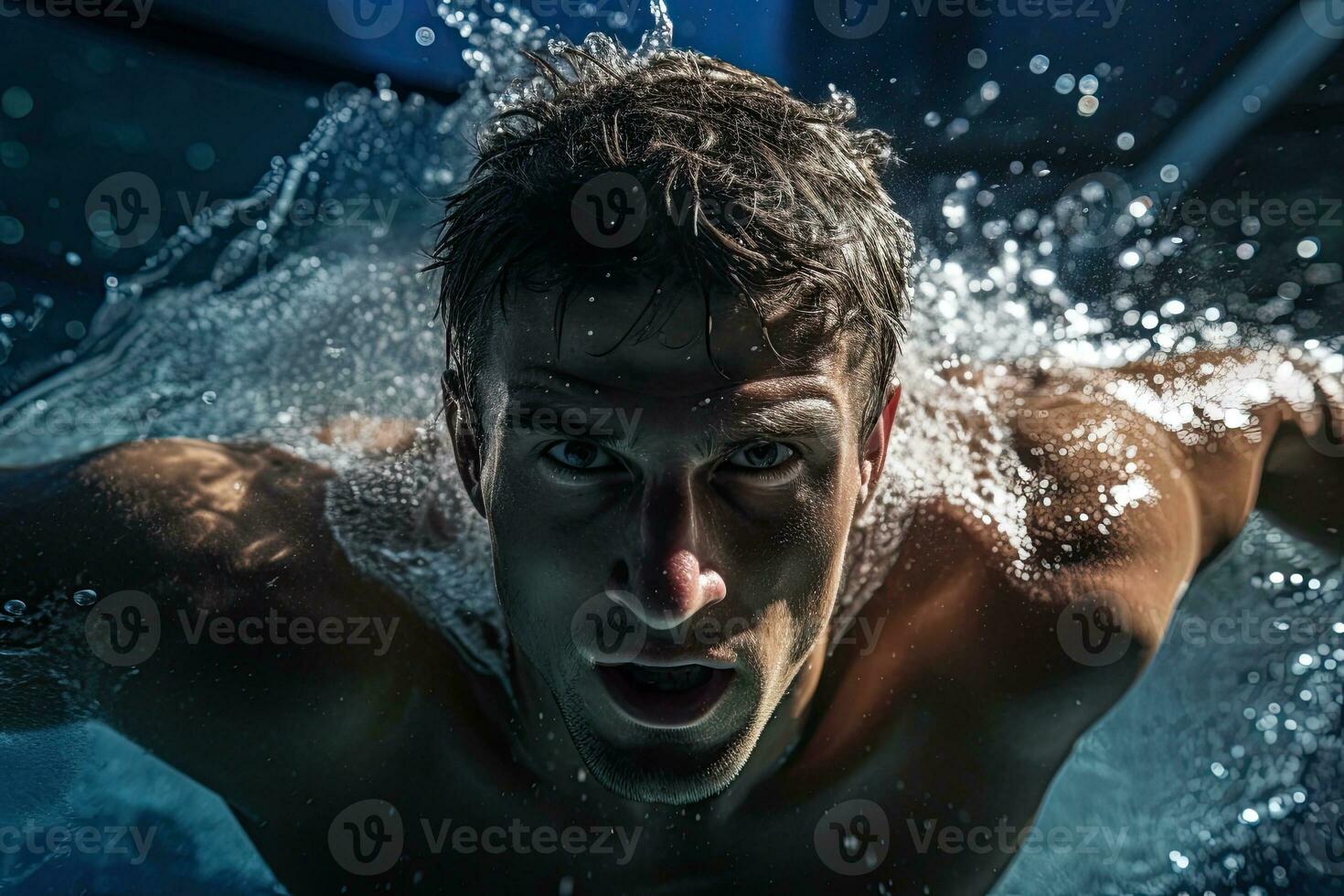 Portrait professional swimmer AI Generative photo