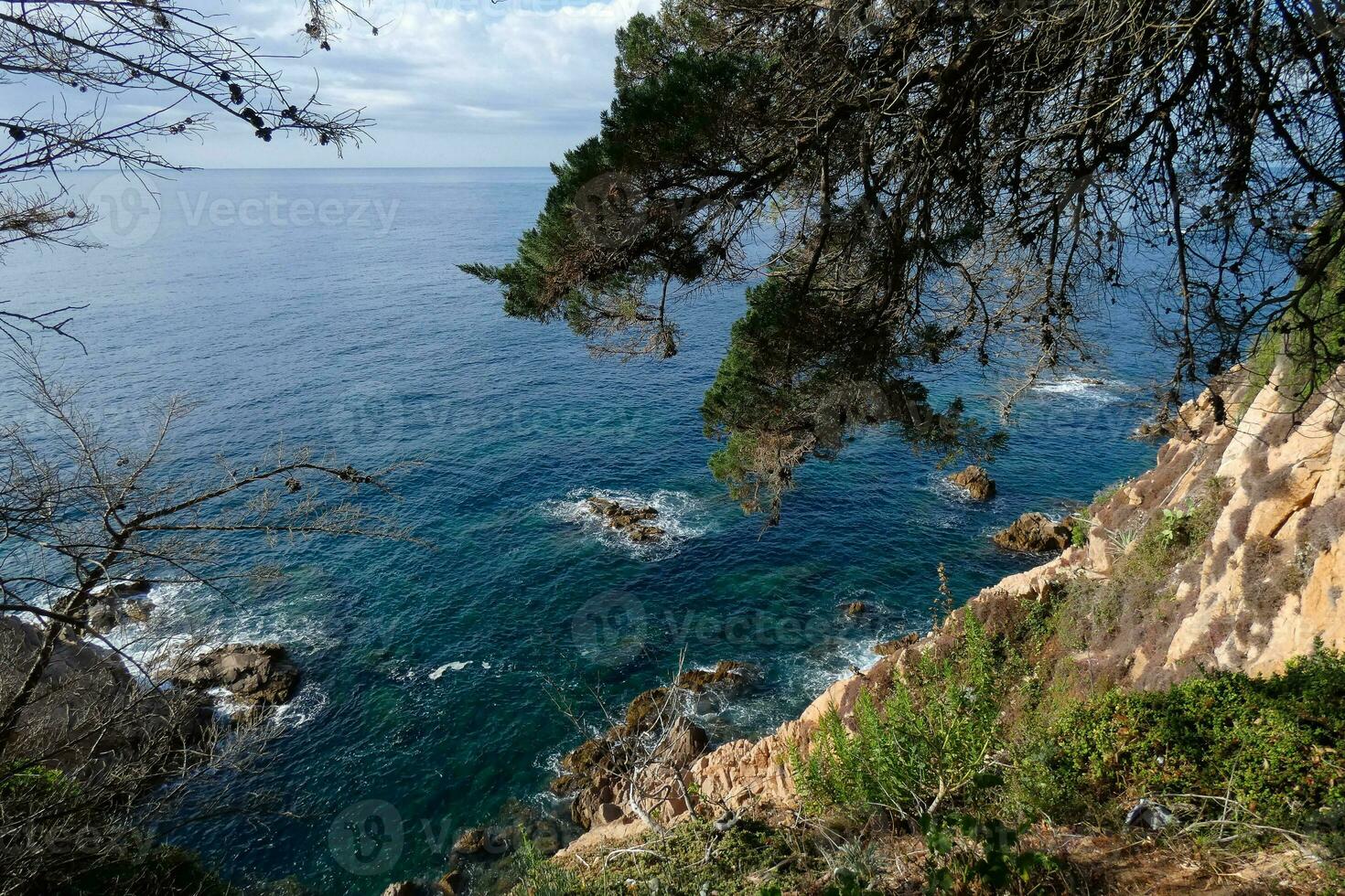 Rocks and sea on the Mediterranean coast, Costa brava catalana photo