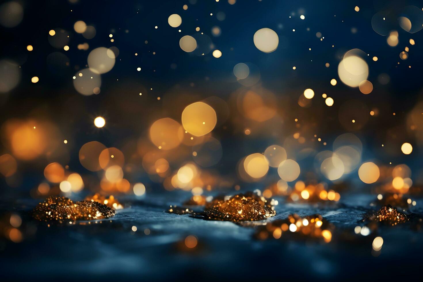 abstract background with Dark blue and gold particle,  Christmas background, holiday concept. generative ai photo