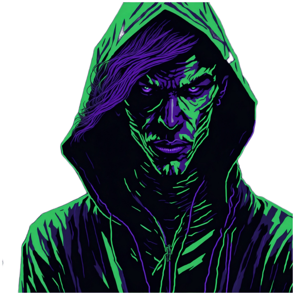 Scary guy wearing a hoodie PNG image transparent background ai generative.