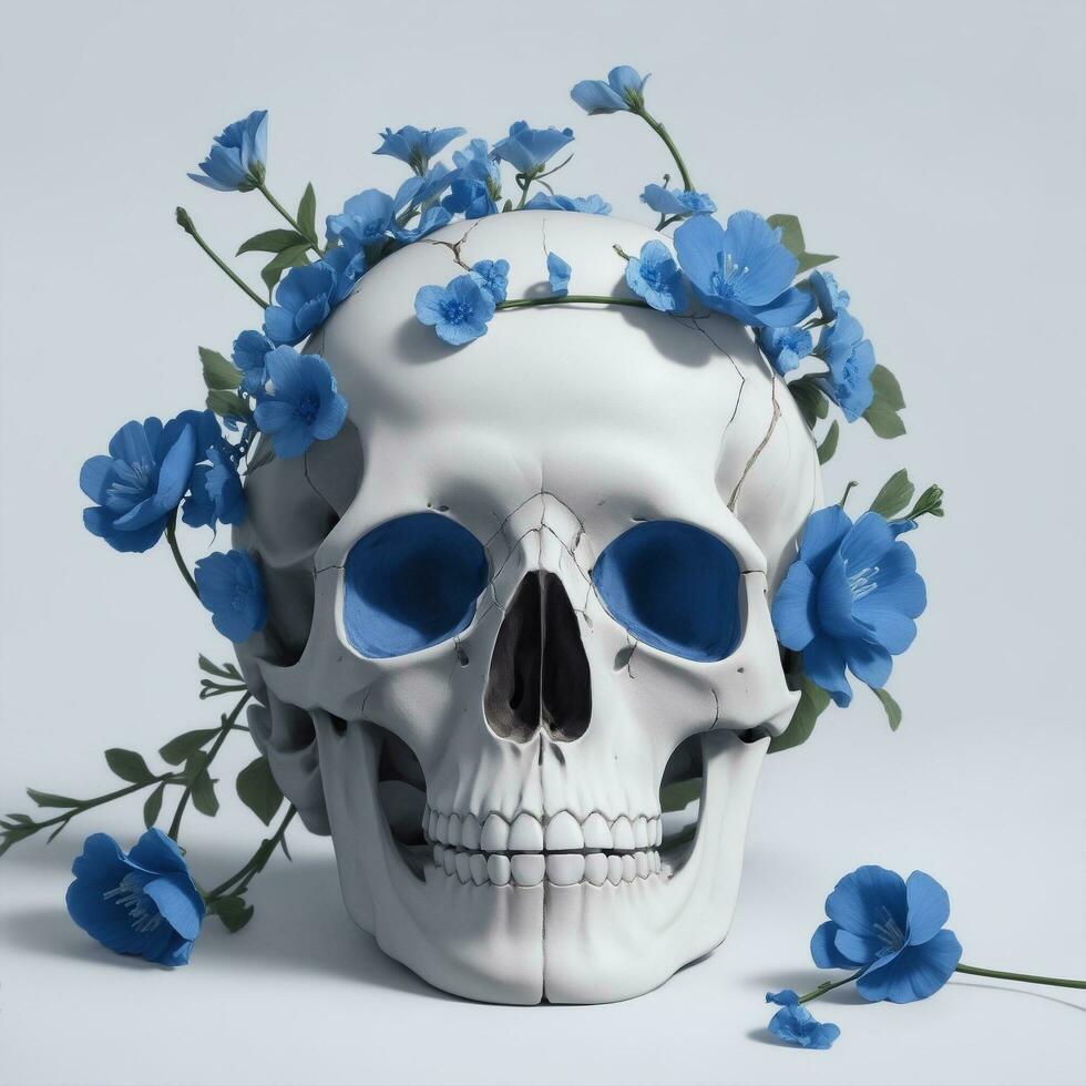 Skull And Flowers Ai Generative photo