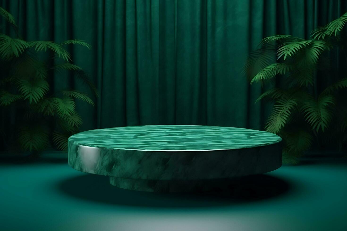 stone malachite podium pedestal for presentation render green emerald background,  generative ai photo