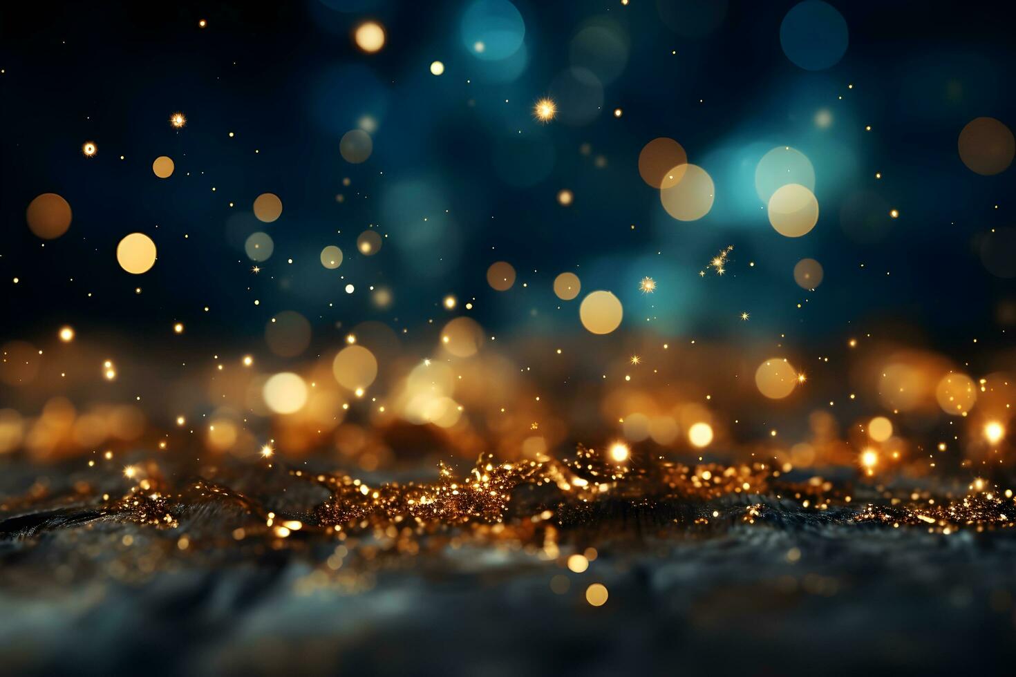 abstract background with Dark blue and gold particle,  Christmas background, holiday concept. generative ai photo