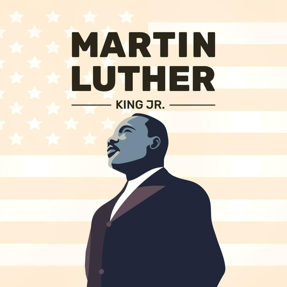 martín lutero Rey jr. plano ilustración póster diseño con antecedentes de Estados Unidos o americano bandera , martín lutero Rey día vector