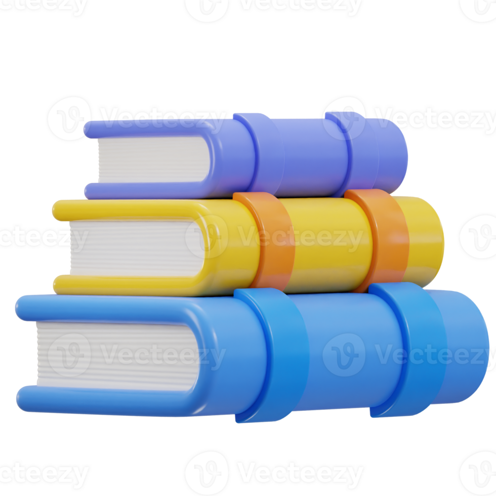 stack of colorful books education 3d icon png