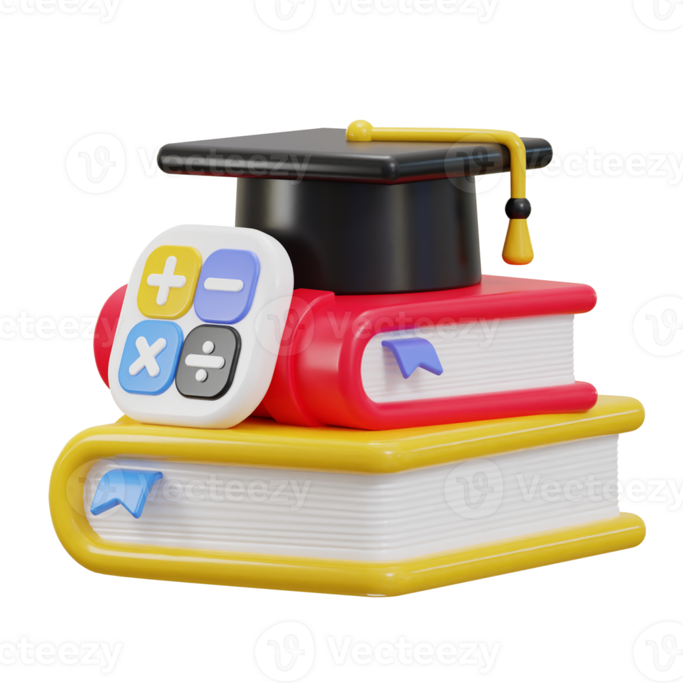 stack of colorful books education 3d icon png