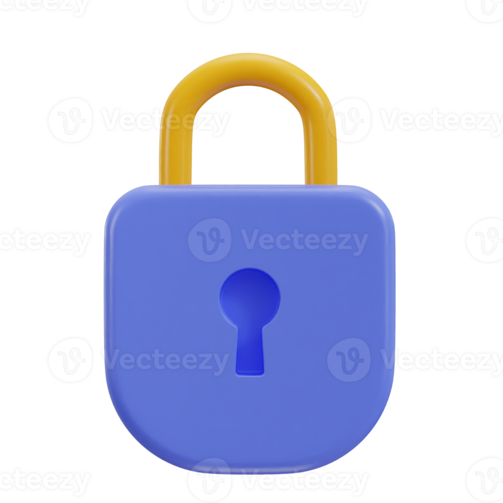 padlock lock security safety 3d icon png