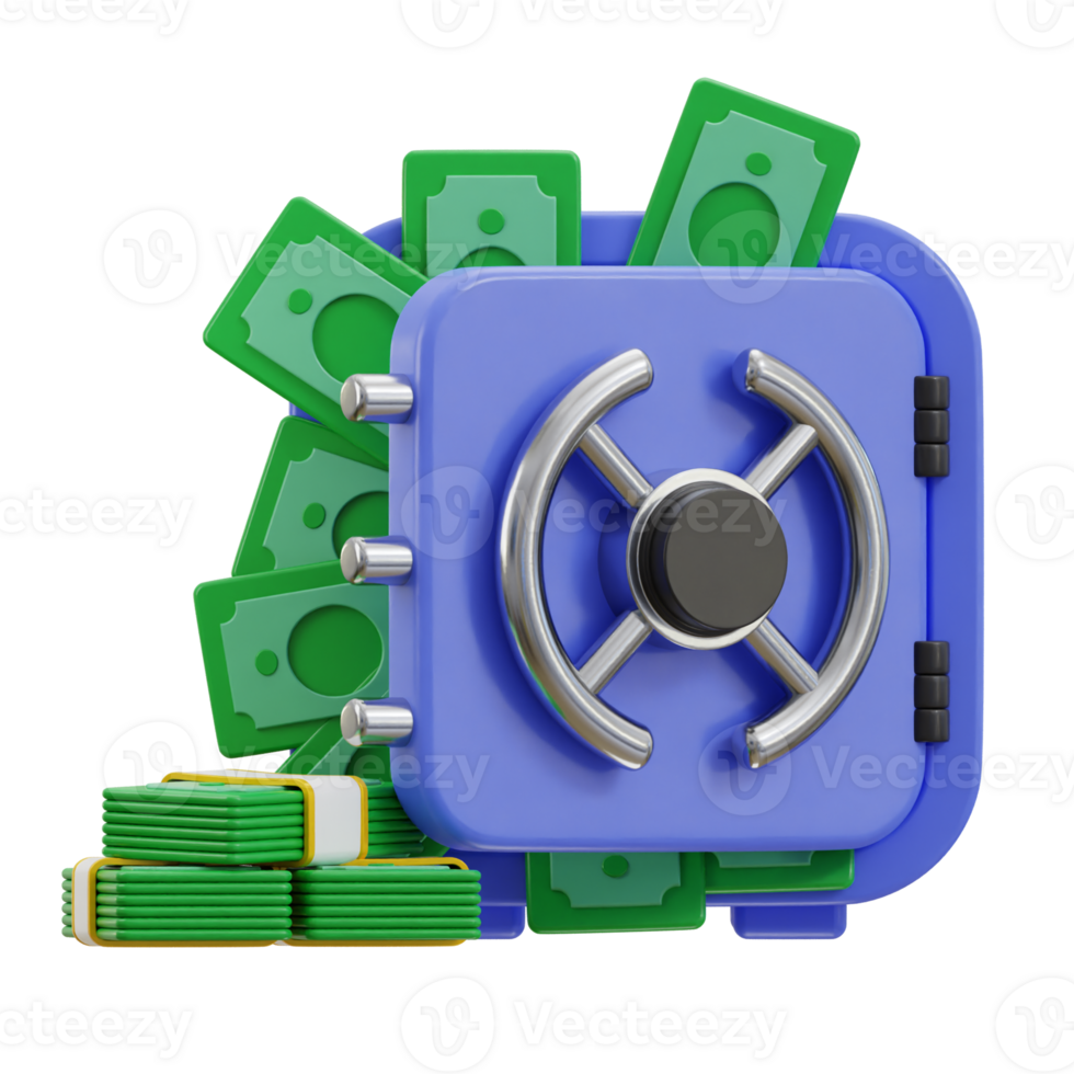 3d safe vault icon with money illustration 30763269 PNG