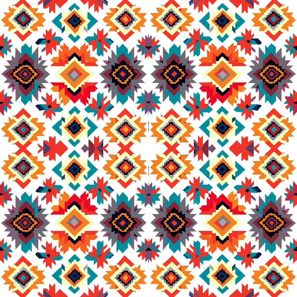 Ethnic abstract ikat pattern. Seamless pattern in tribal, folk embroidery, Mexican style. Aztec geometric art ornament print.Design for carpet, wallpaper, clothing, wrapping, fabric, cover, textile vector