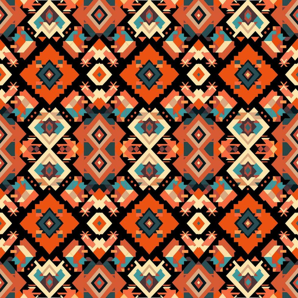 étnico resumen ikat modelo. sin costura modelo en tribal, gente bordado, mexicano estilo. azteca geométrico Arte ornamento diseño de impresión para alfombra, fondo de pantalla, ropa, envase, tela, cubrir, textil vector