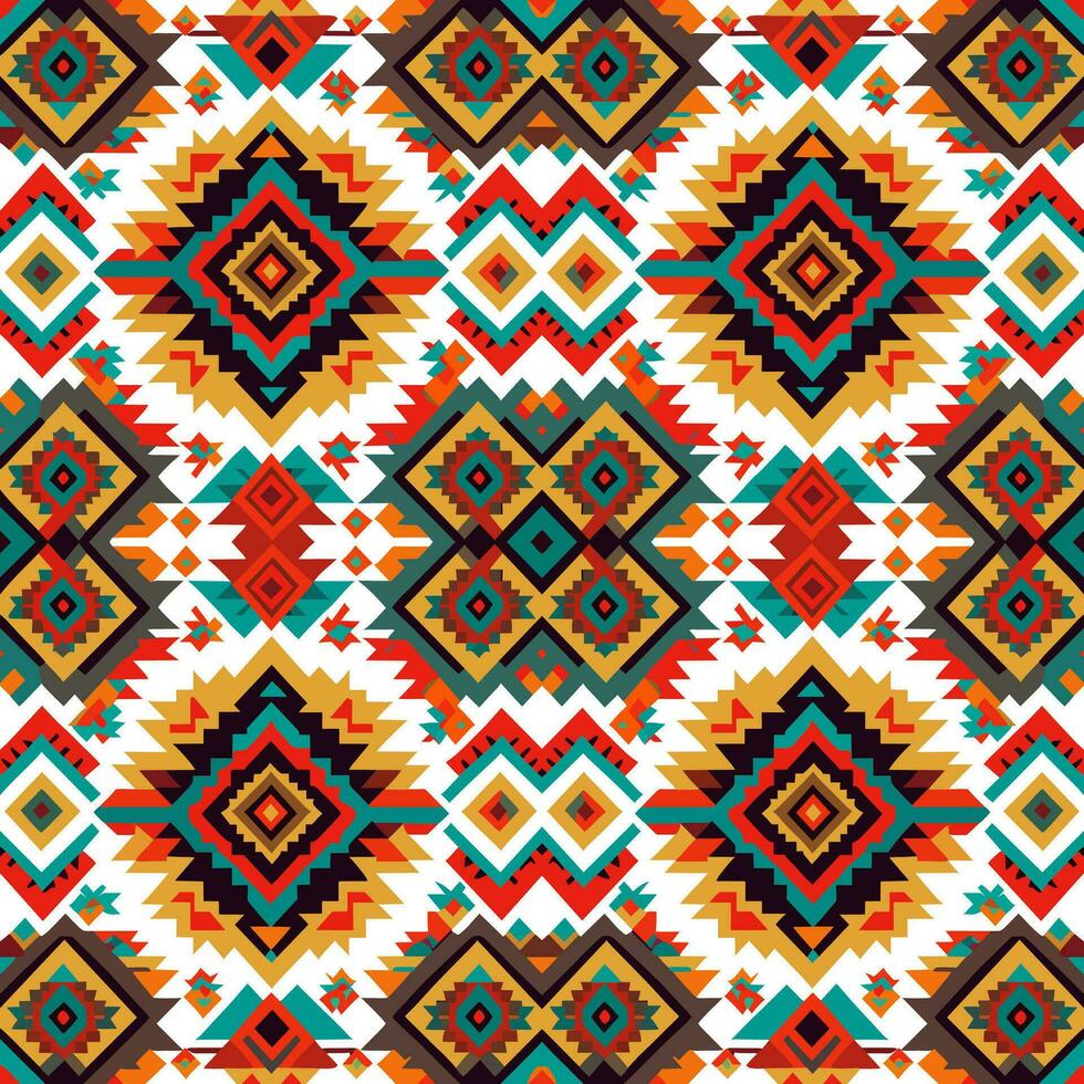 étnico resumen ikat modelo. sin costura modelo en tribal, gente bordado, mexicano estilo. azteca geométrico Arte ornamento diseño de impresión para alfombra, fondo de pantalla, ropa, envase, tela, cubrir, textil vector