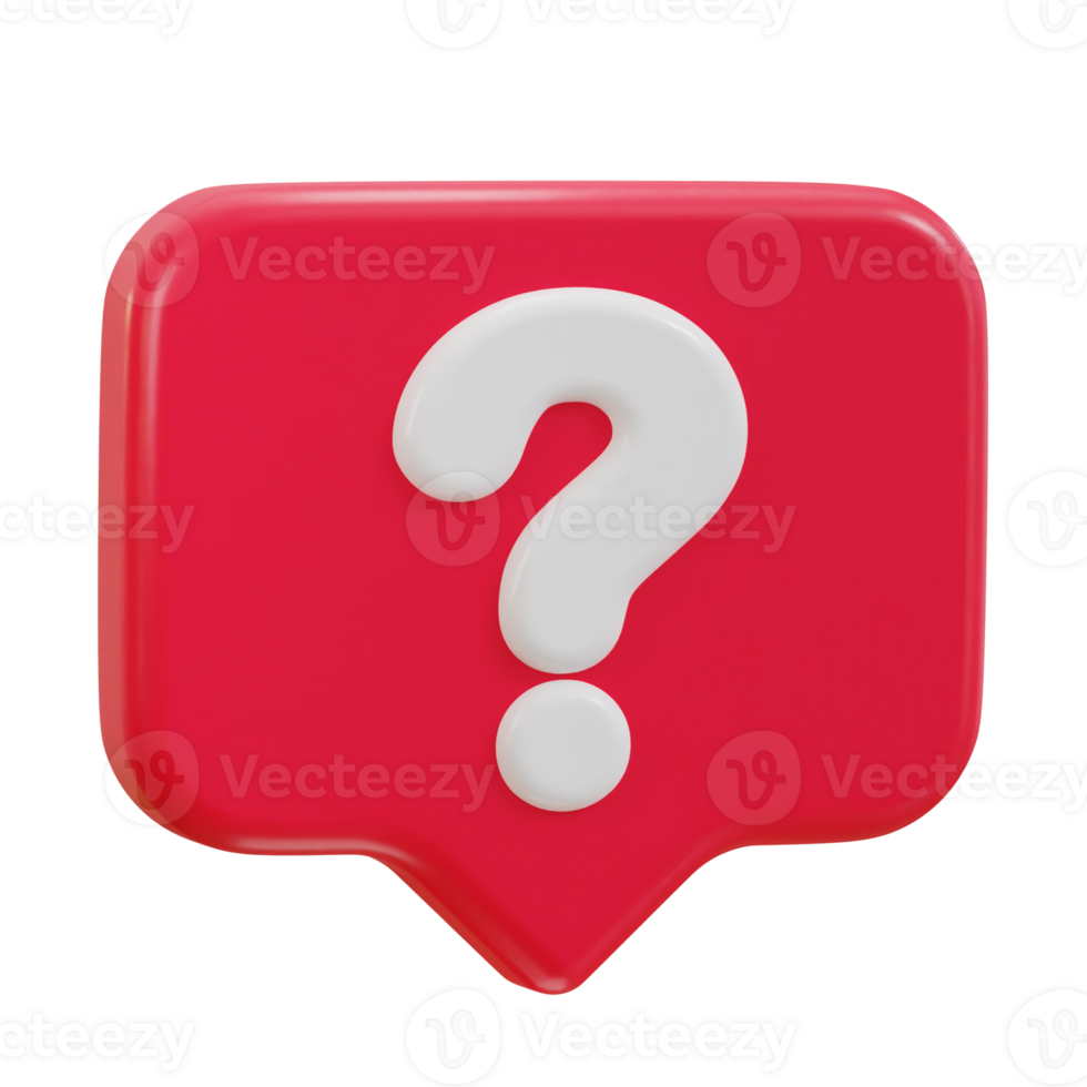 3d question Mark in Bubble Speech Sign Icon png
