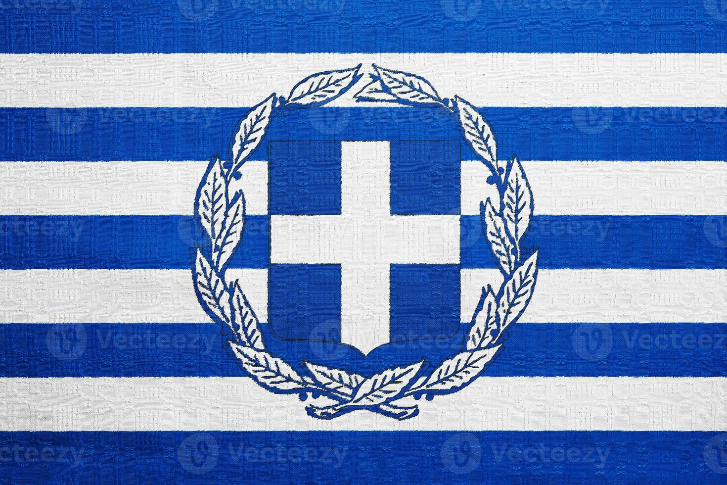 Flag and coat of arms of Greece on a textured background. Concept collage. photo