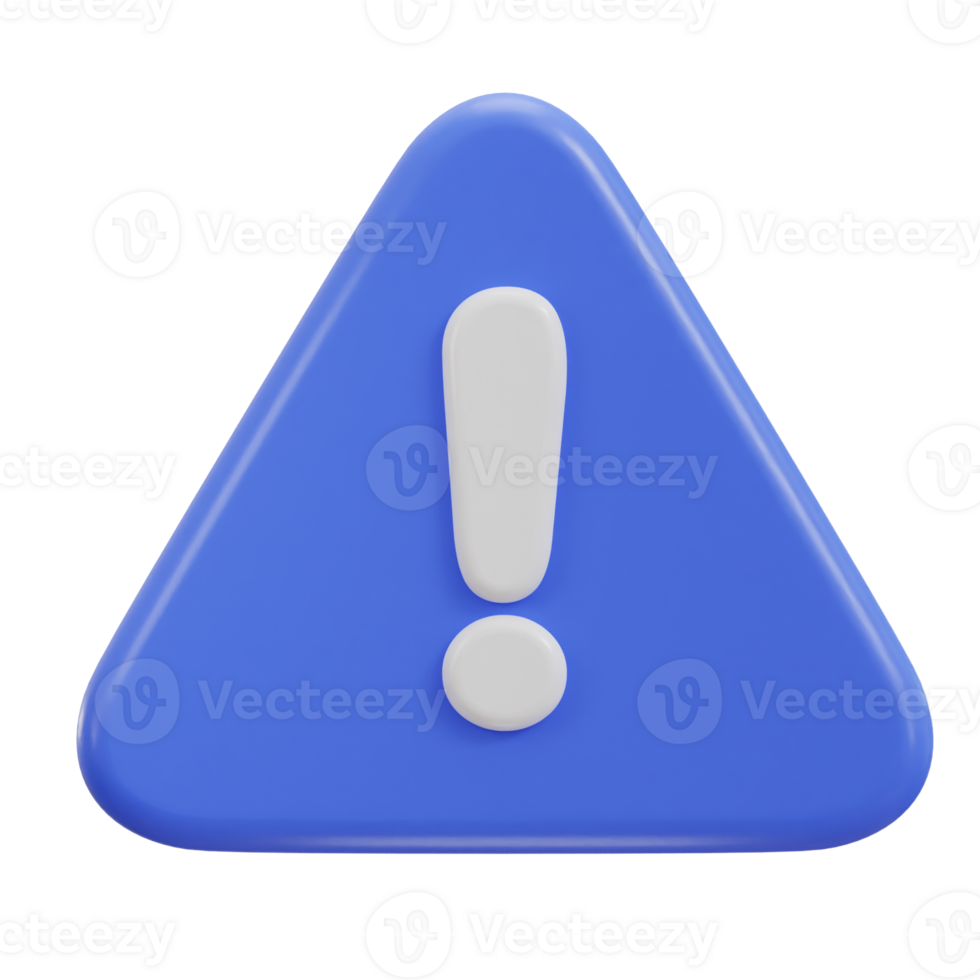 3d exclamation sign warning or danger risk message alert problem icon png