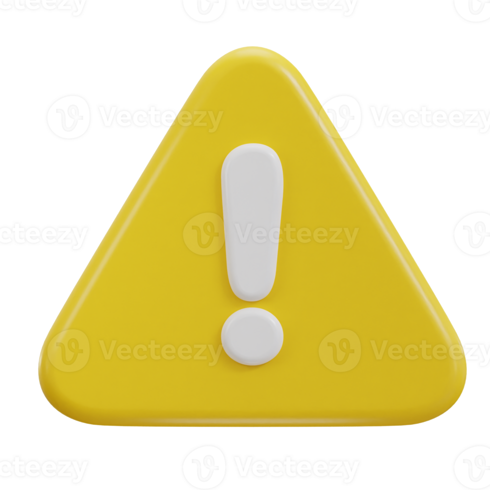 3d exclamation sign warning or danger risk message alert problem icon png